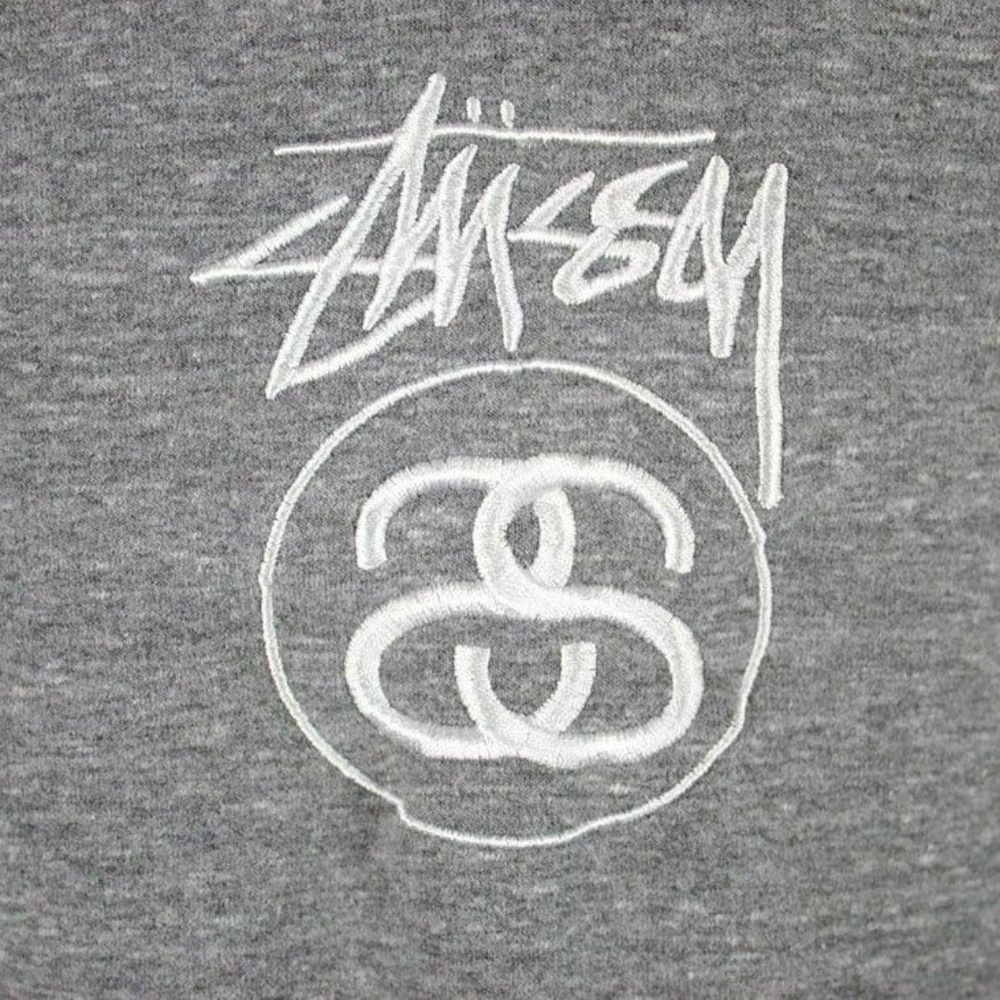 STUSSY Gray Logo Hoodie Sweatshirt SMALL - Picture 5 of 6